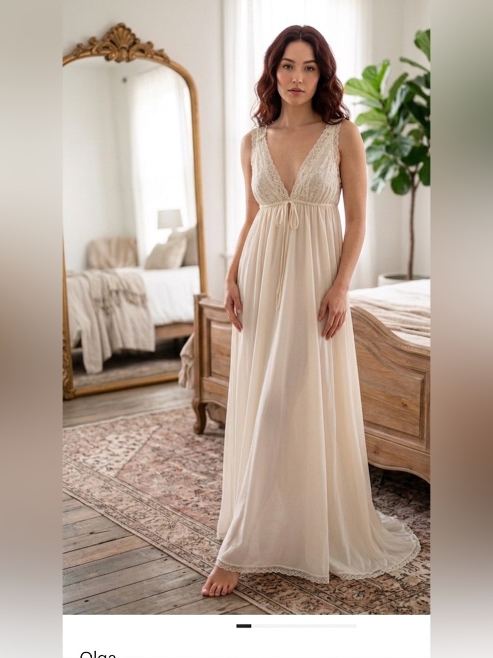 Vintage Miss Elaine Gown Cottagecore Lace Nylon Ribbon long Nightgown